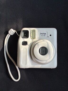 Instax Mini SE Instant Camera in White with Wrist Strap